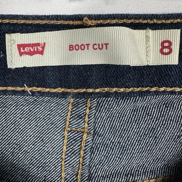 Levi Girls Boot Cut Dark Wash Blue Jeans Size 8 - Picture 4 of 6